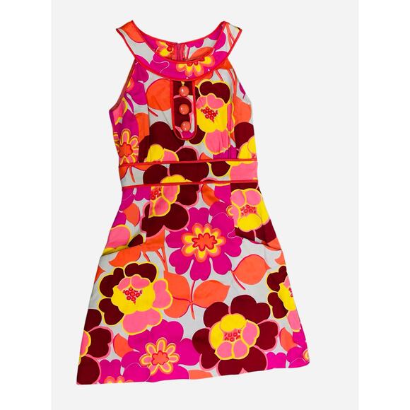 Jade Melody Tam Floral‎ Cotton Dress Size 2 Pink Orange Brown Boho Sleeveless - Picture 1 of 12
